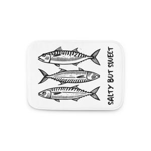 Non-Slip Bath Mat with Memory Foam, Portuguese Sardine Azulejo Pattern, Bathroom Rug, Soft & Absorbent, Decorative Accent