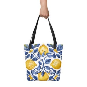 Azulejos Tote Bag – Reusable Bag with Portuguese Tile Pattern – Sustainable Shopping Tote with Mediterranean Design, Lisbon, Porto, Portugal