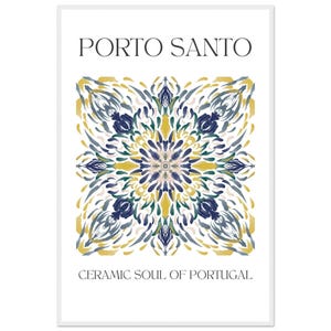 Porto Santo, Azulejo Poster Portugal – Framed Wall Art – Ceramic Print – Souvenir – Travel Decor – Gift Idea