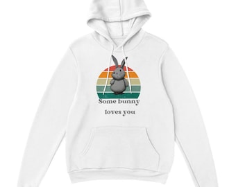 some bunny loves you, funny saying, bunny, Easter bunny, Easter, rabbit, premium unisex pullover hoodie in many colors, including blackberry
