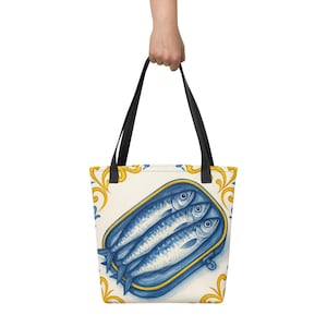 Azulejos Tote Bag – Reusable Bag with Portuguese Tile Pattern – Sustainable Shopping Tote with Mediterranean Design, Lisbon, Porto, Portugal