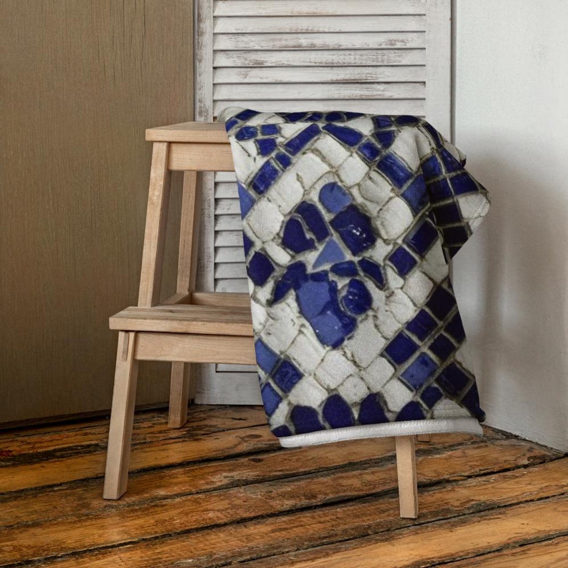 Boho Tile Beach Towel - Moroccan Patterned Fringe Tassels - DipaliZ