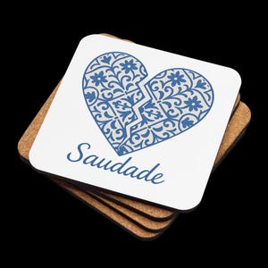 Cork Coaster with Azulejo Heart – Portuguese Tile Design – Heart Cork Coaster – Portugal Gift Idea – Mediterranean Table Decor