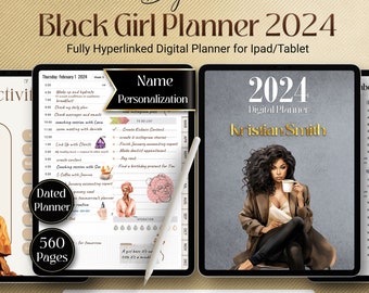 Black Girl Planner, 2024 Digital Planner, Life Planner, Daily Planner, Weekly Planner, Monthly Planner for iPad/Tablet, GoodNotes Planner