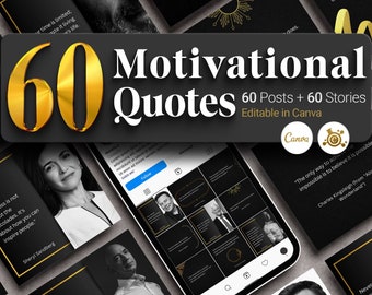 60 Instagram Motivational Quote Templates: Social Media Posts (Canva)