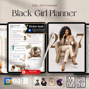 2026-2027 Digital Black Girl Planner  GoodNotes, Notability (iPad & Tablet) | Black Girl Undated Planner, Life Planner Daily weekly Planner