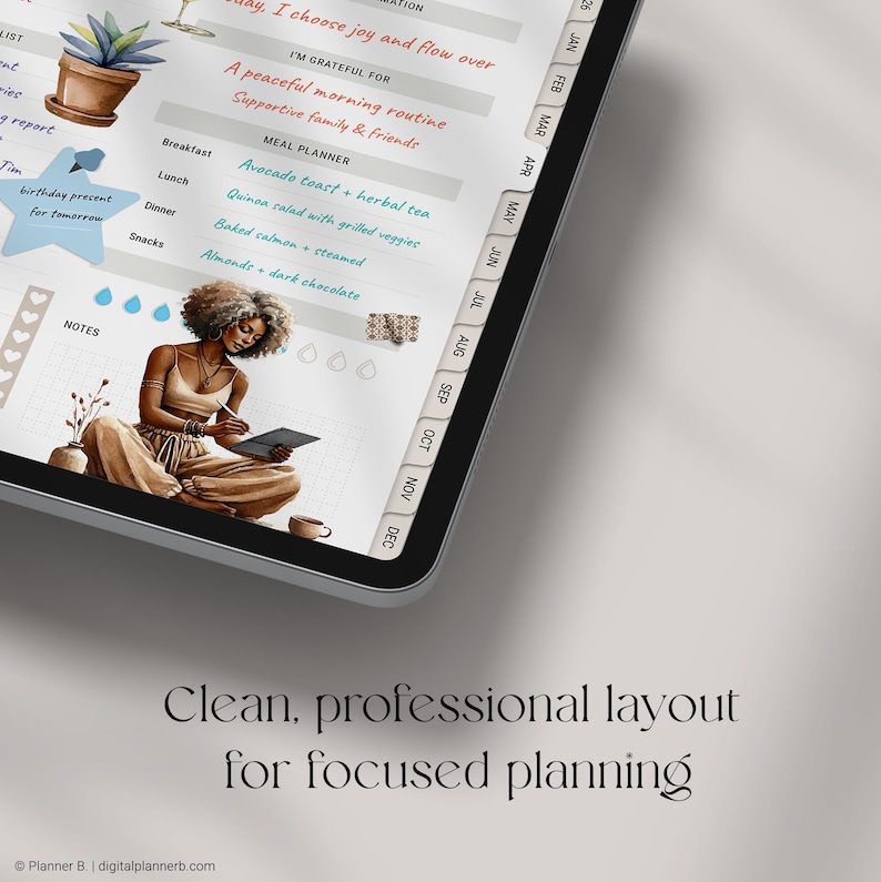 2026 Black Girl Digital Planner – Landscape Layout (iPad, Goodnotes, Notability) image 4