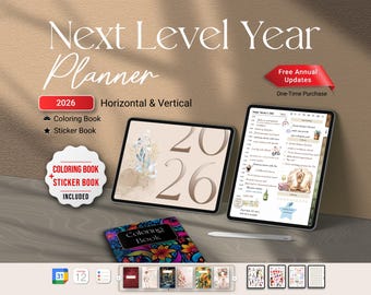 2026 Digital Planner for Goodnotes: iPad Planner with Stickers & Coloring Book (Lifetime Updates)