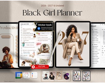 2026-2027 Digital Black Girl Planner  GoodNotes, Notability (iPad & Tablet) | Black Girl Undated Planner, Life Planner  Daily weekly Planner