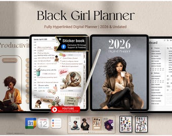 2026 Digital Black Girl Planner: GoodNotes, Notability (iPad & Tablet) | Black Girl Undated Planner, Life Planner | Daily weekly Planner