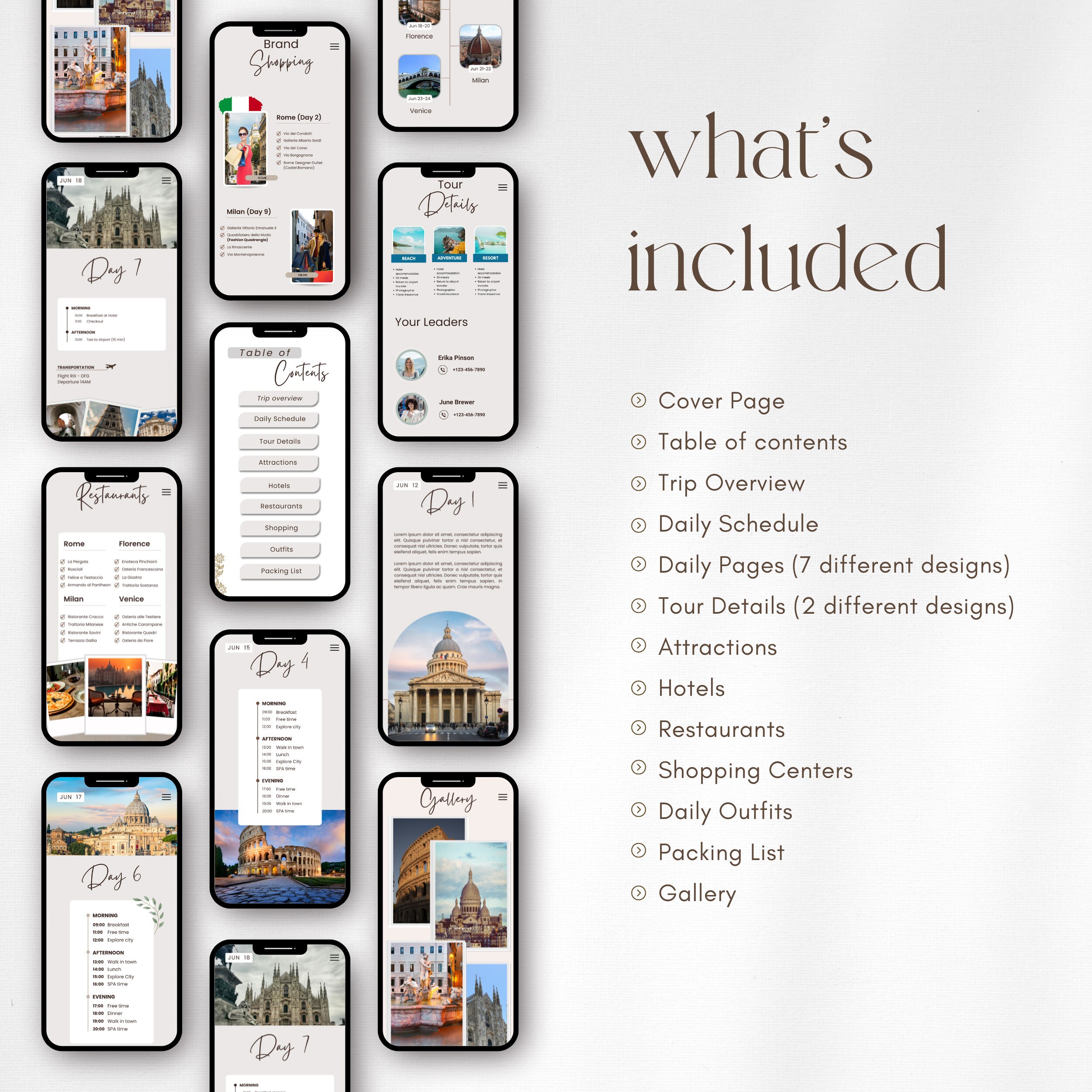 Editable Travel Itinerary Template: Modern Vacation Planner (canva ...