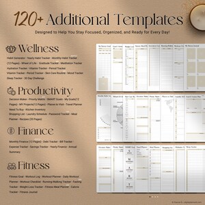 120+ additional templates for wellness, fitness, productivity, and finance – habit trackers, goal planners, sleep and mood logs