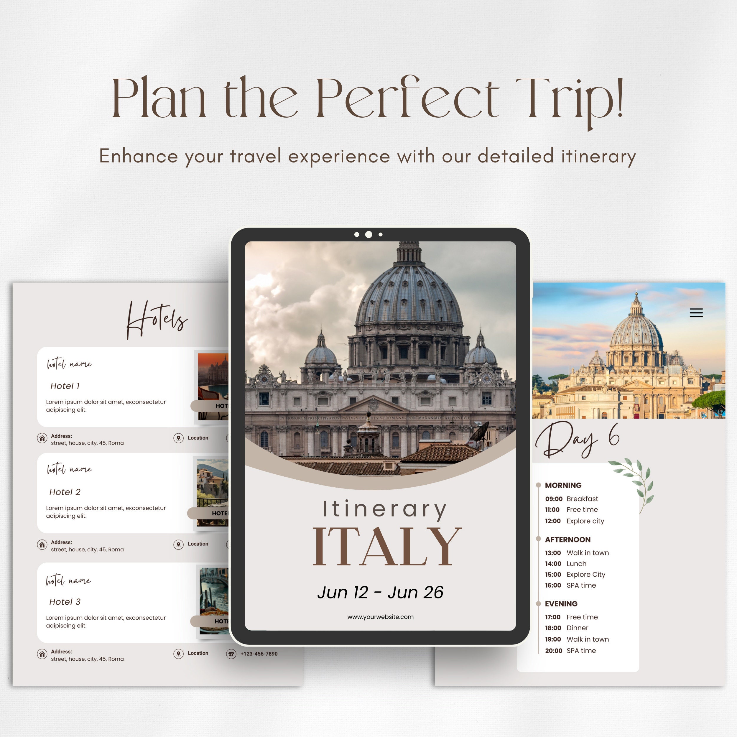 Editable Travel Itinerary Template: Modern Vacation Planner (canva ...