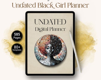 Undated Black Girl Planner: Undated Digital Planner for GoodNotes (PDF Download) | Undated Black Woman Planner