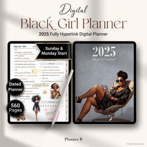 Digital Black Girl Planner 2025, Daily Weekly Monthly Planner for iPad & Tablet, iPad Planner, Digital Planner 2025, Goodnotes Planner