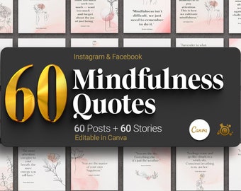 Mindfulness Quote Instagram Template: 60 Posts (Canva)