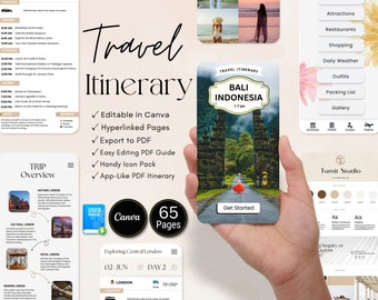 Plantilla de Canva para itinerario de viaje: PDF con hipervínculos, similar a una app (móvil)