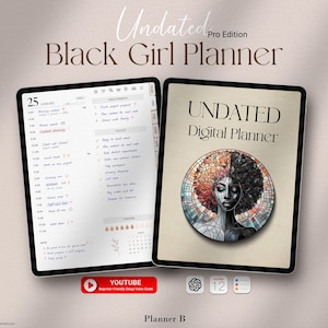 Black Girl Digital Planner: Undated, Hyperlinked, GoodNotes (iPad)