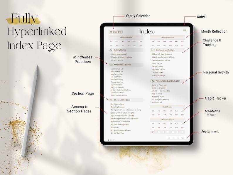Digital Mindfulness Journal for iPad | Self-Care & Wellness Planner | GoodNotes Notability imagen 9