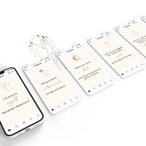 self care card deck Canva Template - card view on mobile