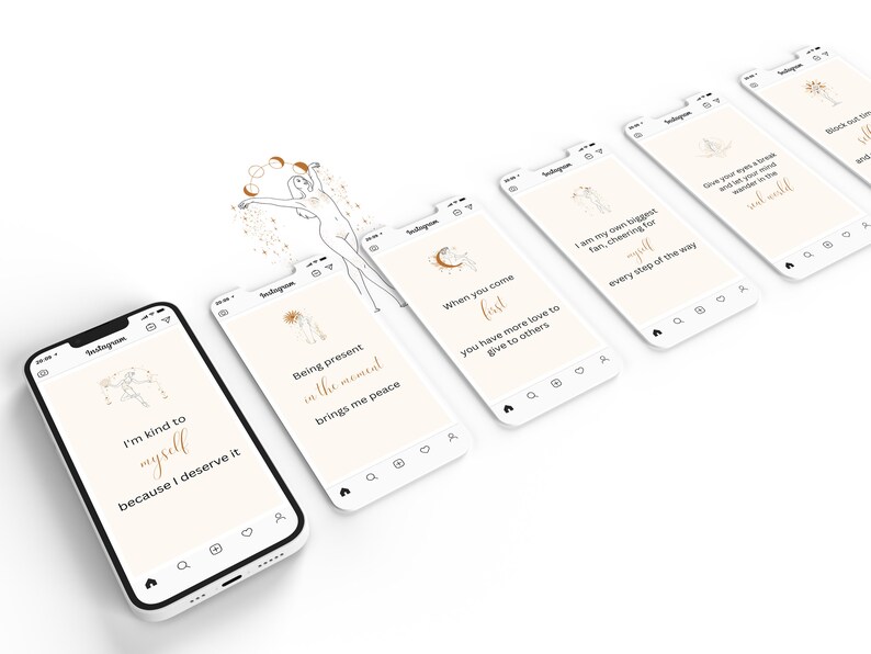 self care card deck Canva Template - card view on mobile
