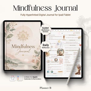 Digital Mindfulness Journal for iPad/Tablet, hyperlinked with Daily Reflection pages — 835 pages, 60 covers, links to Apple Calendar & Reminders