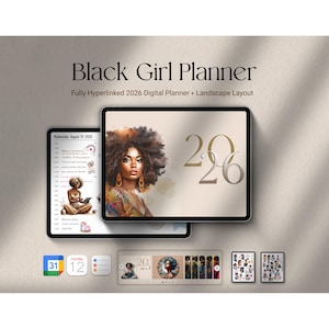 2026 Black Girl Digital Planner – Landscape Layout (iPad, Goodnotes, Notability)