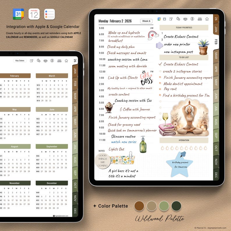 Apple and Google Calendar integration for iPad digital planner – sync reminders and events across platforms