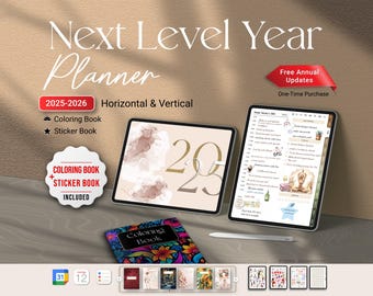 2025-2026 Digital Planner for Goodnotes: iPad Planner with Stickers & Coloring Book (Lifetime Updates)