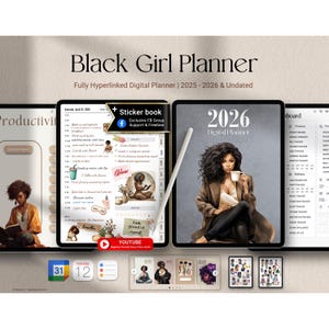 2026 Black Girl Digital Planner: GoodNotes, Notability (iPad & Tablet) | Black Girl Undated Planner, Life Planner | Daily weekly Planner