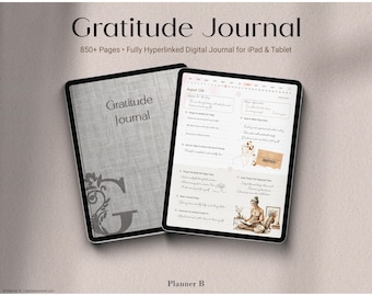 Diario de gratitud digital para iPad: diario de gratitud con páginas de día y de noche, hipervínculos y planificador GoodNotes.