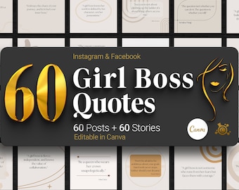 60 Girl Boss Quotes: Instagram & Facebook Canva Templates (Digital Download)