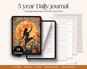 Diario digital de 5 años: Una línea al día. Diario digital diario con hipervínculos (iPad/Tablet).