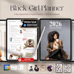 2026 Digital Planner Black Girl: GoodNotes, Notability (iPad & Tablet) | Black Girl Undated Planner, Life Planner | Daily weekly Planner