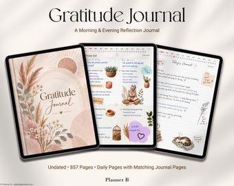 Digital Gratitude Journal for iPad – Daily Gratitude Journal with Day & Night Pages, Fully Hyperlinked, GoodNotes Planner