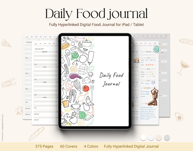 Digital Food Journal & Food Diary – Calorie and Meal Tracker for iPad / Goodnotes (Digital Download) image 1