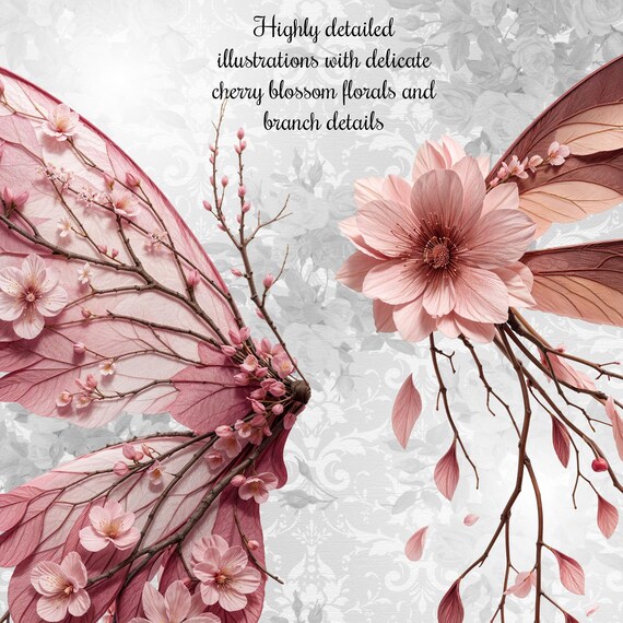 cherry blossom※プロフ確認 様　FANTASTICS Cherry Blossom Fantasy Fairy Wings Overlays, Detailed Pink