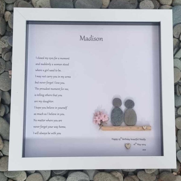 Personalised Daughter Gift, pebble art daughter pebble frame,  gift , daughter birthday present, God daughter personalised. Special occasion