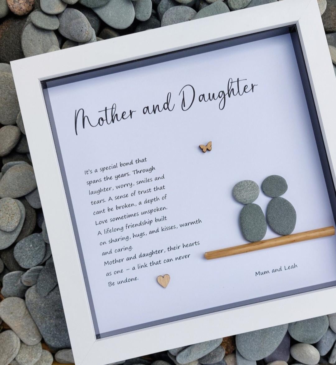 Personalised Mother and Daughter Framed Gift. Pebble Art Gift for Mum ...