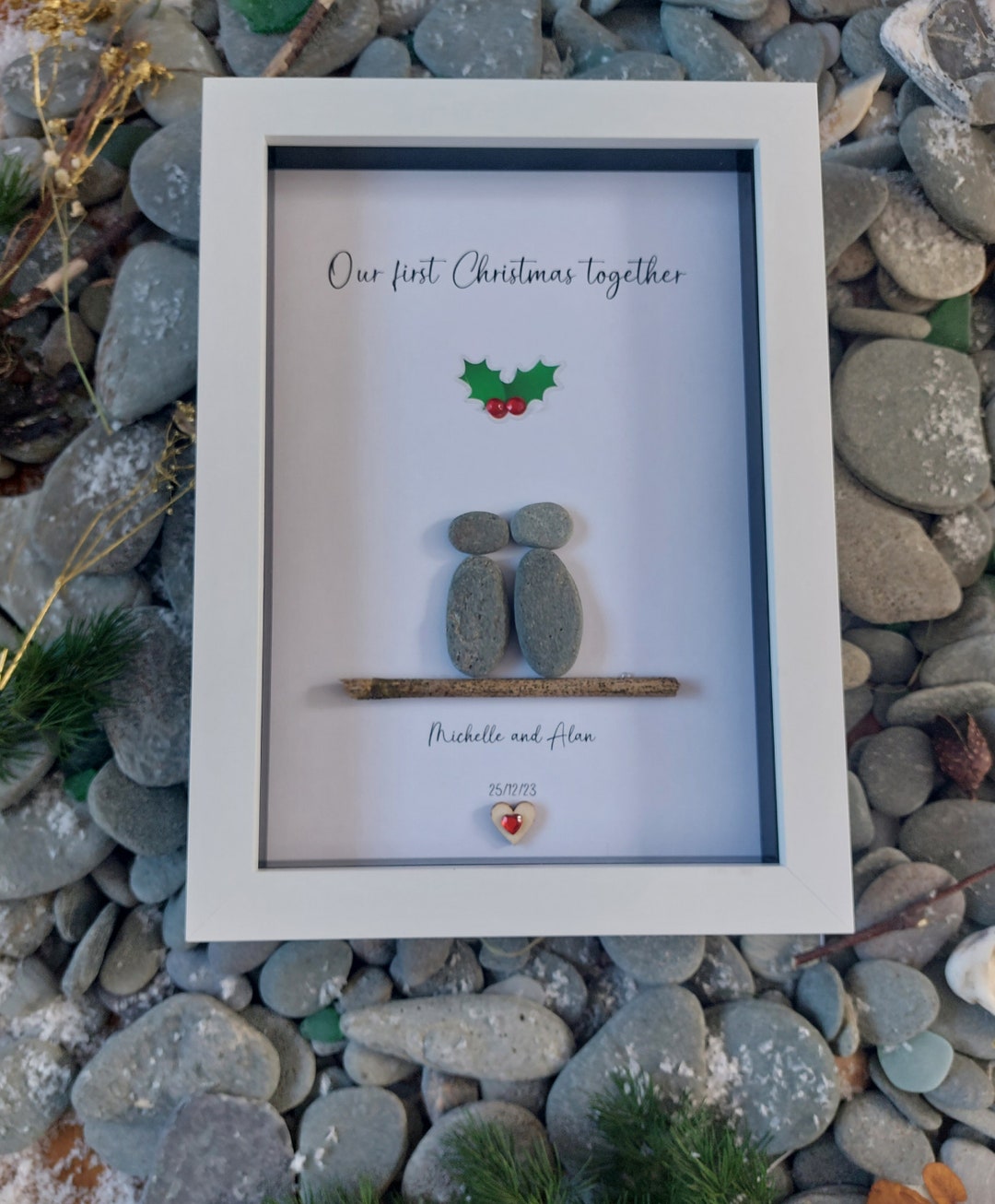 Christmas. Christmas Pebble Art Gift. Present. Our First Christmas ...
