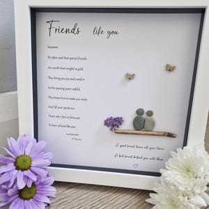 Personalised friends framed gift. Pebble art gift. Handmade gift for a friends birthday, or special occasion. Size 8x8 inches Christmas