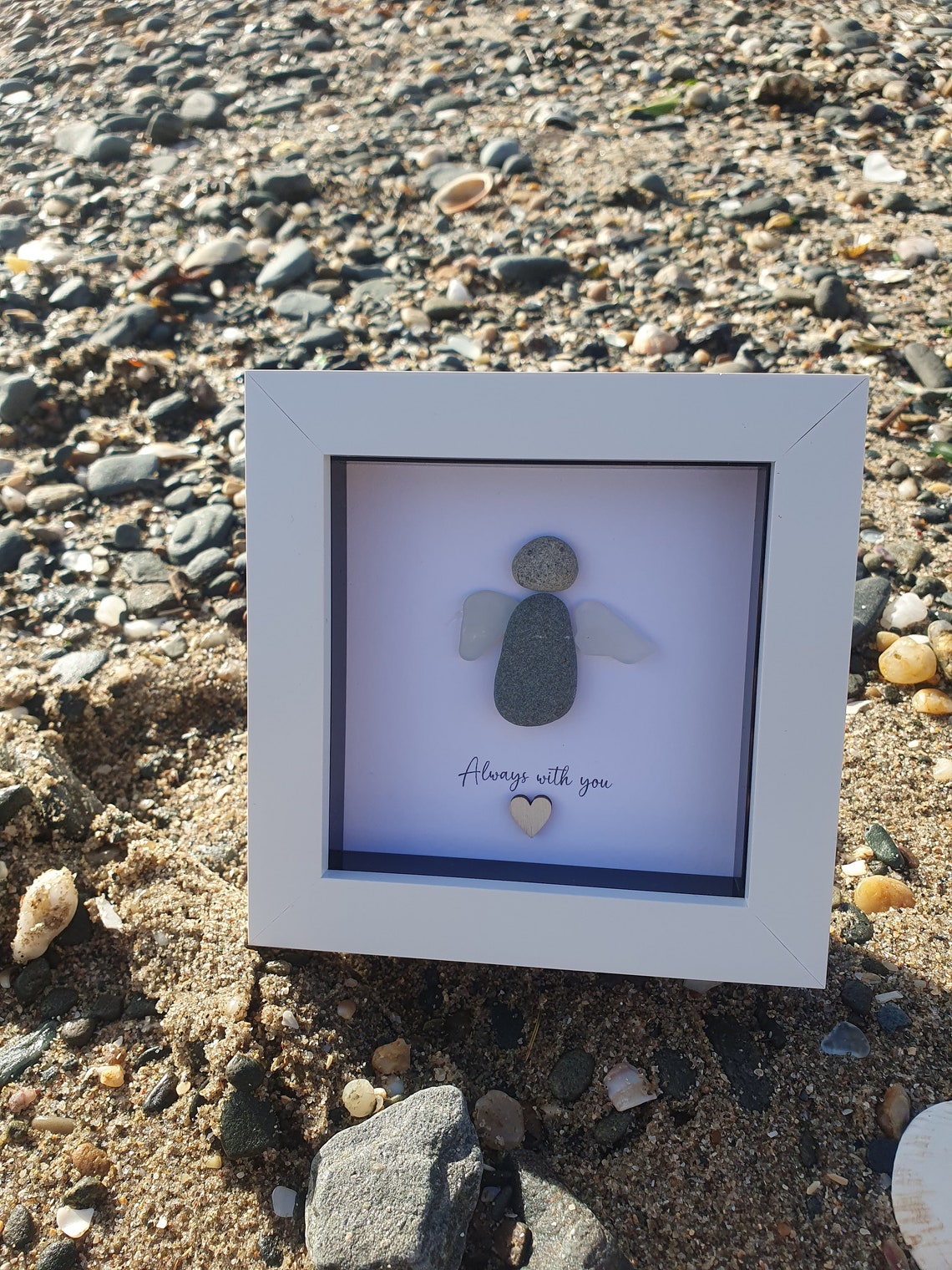 Mini Pebble Art Frame. Guardian Angel. 4x4. Comes Boxed. Bereavement ...