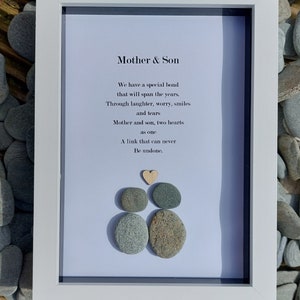 Mother and son frame,gift for mum,gift for son, mum son birthday .  mum and son, sentimental, pebble frame.  Boxed gift. 6x8 frame.Christmas