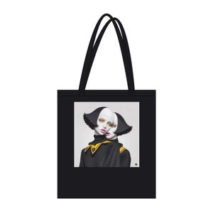 Enigmatic Twin Souls Tote Bag - Surreal Gothic Art Print - Eco-Friendly Cotton Exquisite Design