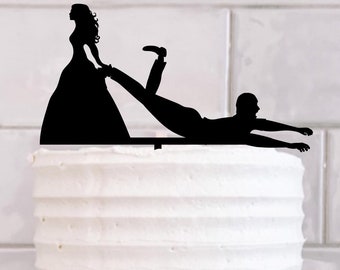 Bride Dragging Groom to Altar Wedding Cake Topper - SVG - Bride pulling Husband. Instant Download PNG, Cricut, Silhouette, Print SVGStyles