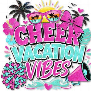 Vrolijke vakantievibes SVG PNG silhouet shirt ontwerp pompon megafoon strand zomer digitaal bestand