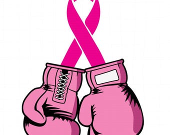 Guantoni da boxe rosa e nastro SVG: sensibilizzazione sul cancro al seno (file di taglio)