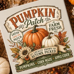 Pumpafält PNG Vintage höst sublimeringsdesign Farm Fresh Autumn Sign