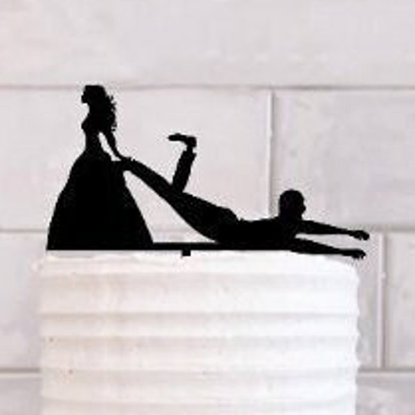 La mariée traînant le marié sur l'autel pour gâteau de mariage - SVG - mariée tirant son mari. Téléchargement instantané PNG, Cricut, Silhouette, Impression