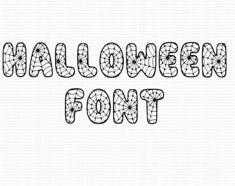Lot de lettres d'Halloween, police d'Halloween, SVG TTF, alphabet toile d'araignée SVG, polices TrueType et lettres d'Halloween araignée incluses